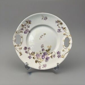Antique Handled Serving Plate William Guerin Limoges France 1890-1900 Violets